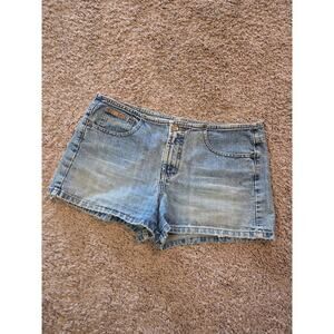 Vintage low rise y2k shortie micro mini shorts denim jeans lei cotton 13